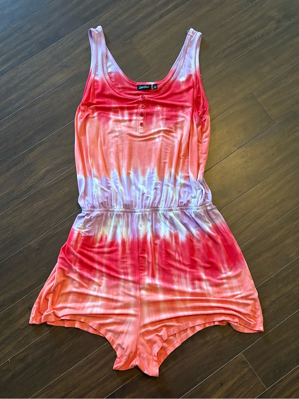 Tie Dye Romper Pink Coral Sleeveless Summer Playsuit Size Large